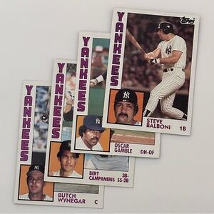 1984 Topps Baseball Cards (x4) - Yankees